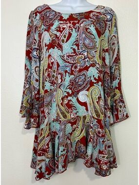 Paisley Vine Tunic Top Boho Style